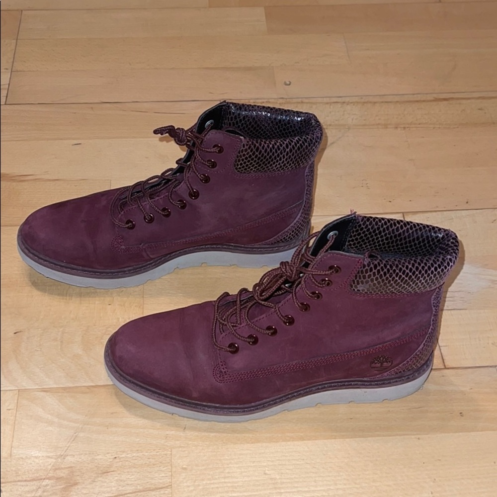 wine suede Timberlands